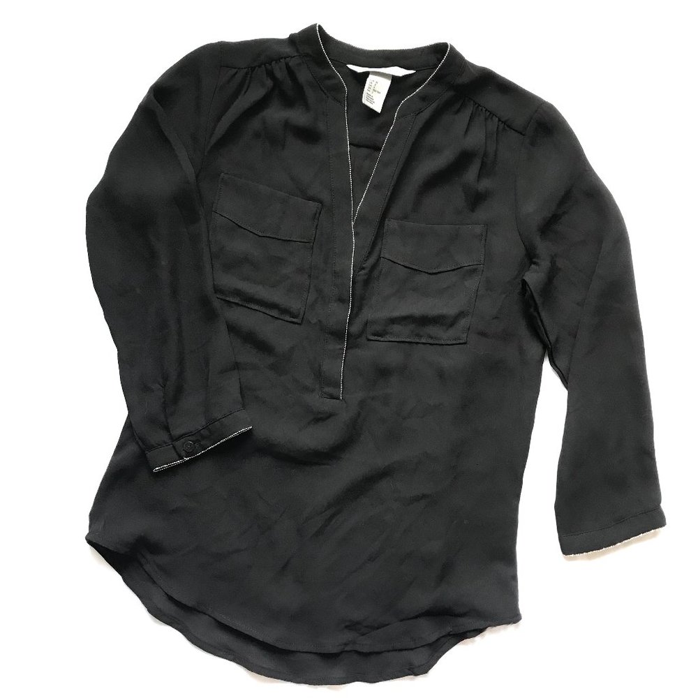 H&M Black Blouse with bead details